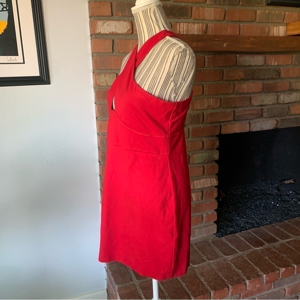 NWT NBD Abriel Criss Cross Front Cut-Out Dress Red Sz L - Picture 5 of 8